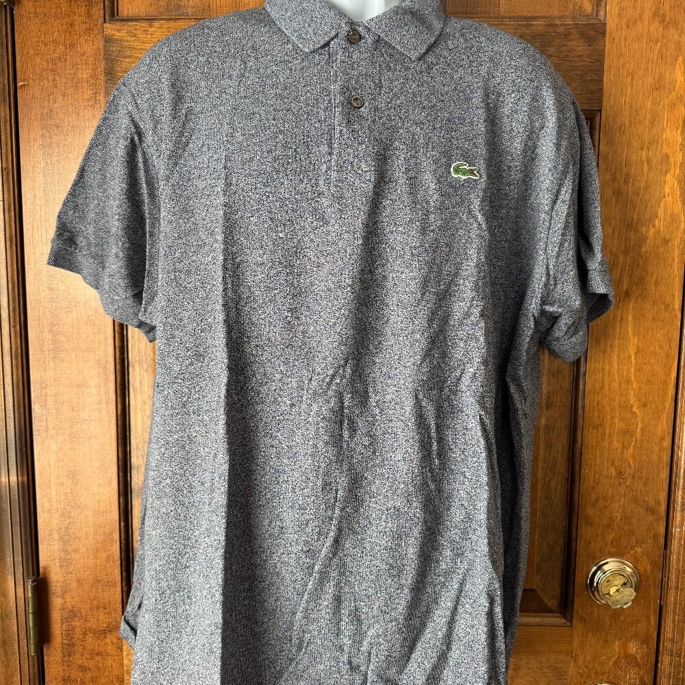 #8 Lacoste Navy Blue Marl Short Sleeve Polo Shirt Size 9 (4XL)